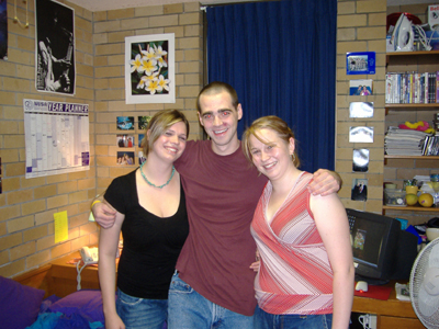 Keeley, Goob, and Hannah in Keeley's room before going to the Ben Lee concert.